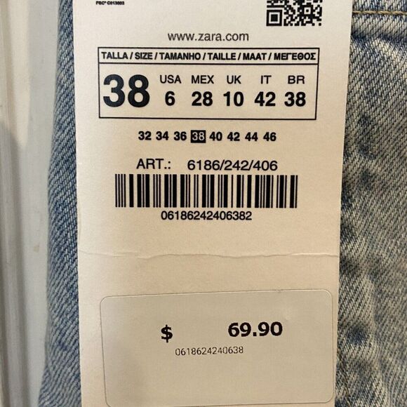 Zara Womens Jeans EU 38 US 6 Blue Wide Leg Adjustable Relaxed Fit 6186/242 NWT - Picture 8 of 12